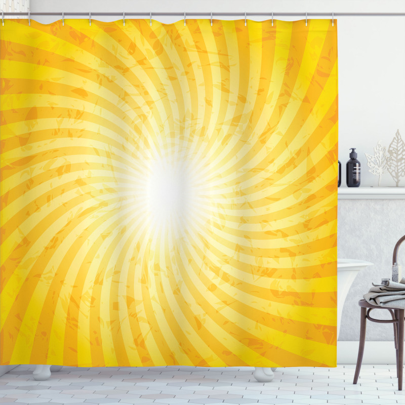 Sunburst Spiral Stripes Shower Curtain