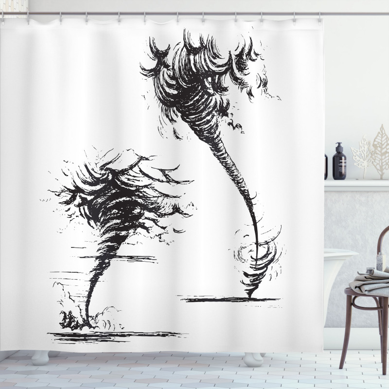Hurricane in Sketch Style Shower Curtain