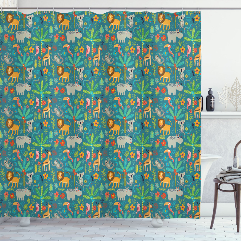 Hippo Parrot Koala and Deer Shower Curtain