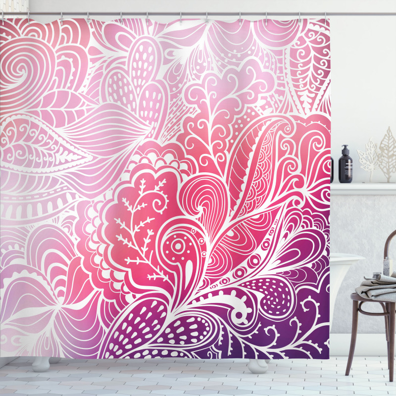 Boho Intricate Floral Design Shower Curtain