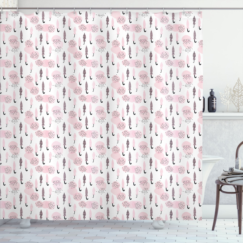 Pink Abstract Doodle Style Shower Curtain