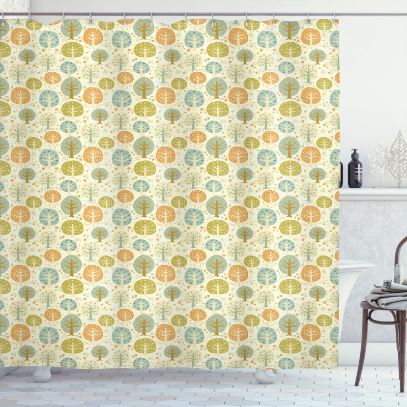 Trees Hearts and Flowers Shower Curtain