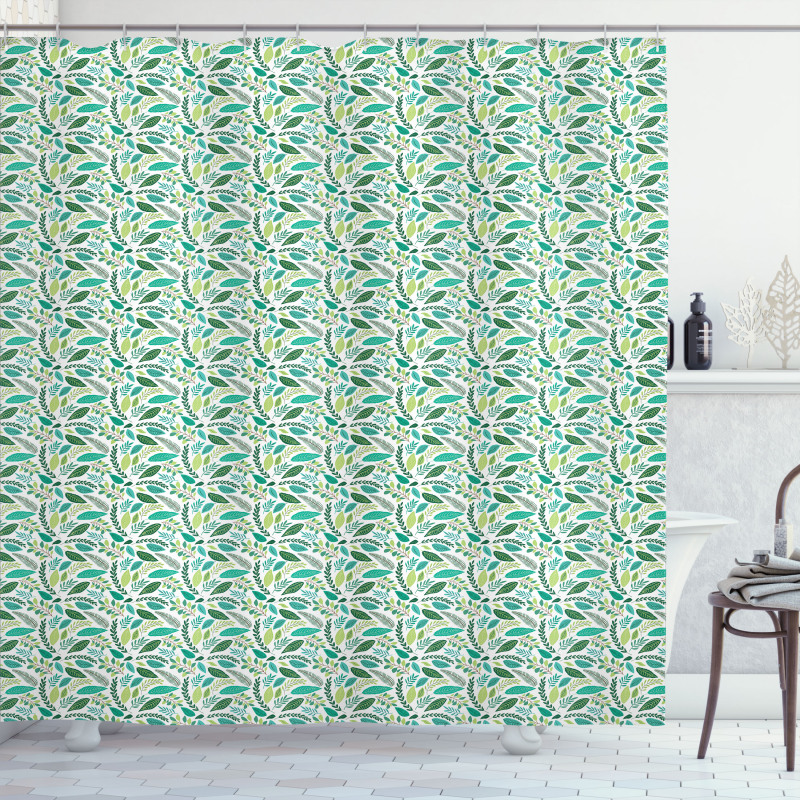 Various Type Green Foliage Shower Curtain