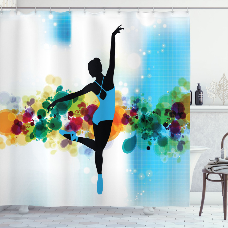 Dancer on Abstract Backdrop Shower Curtain