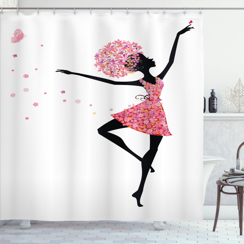 Floral Woman Dancing Shower Curtain