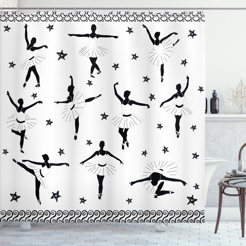 Stars and Hand-drawn Swirls Shower Curtain