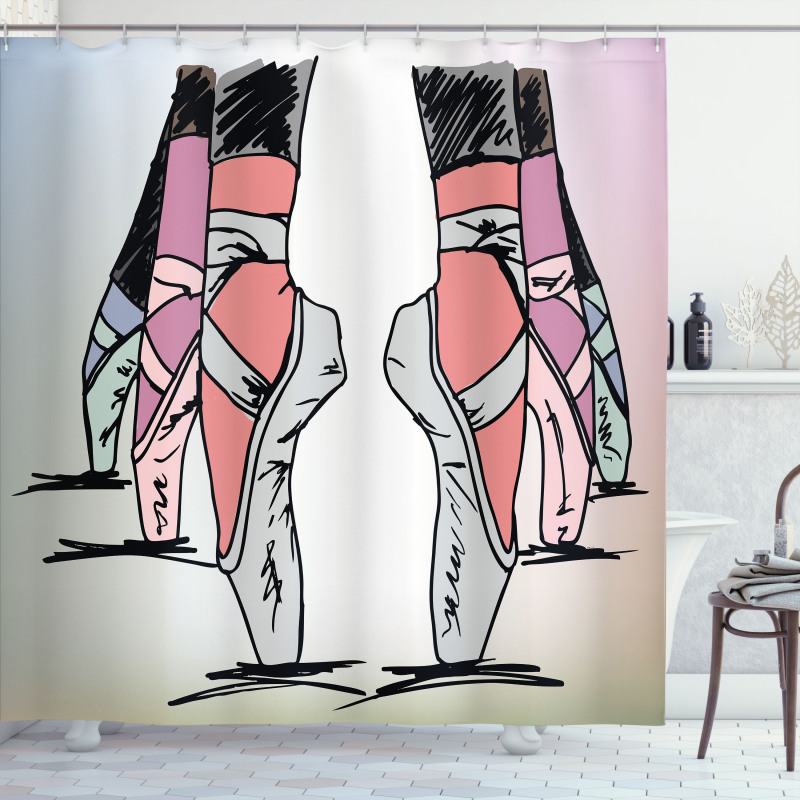 Ballerina Feet Sketch Art Shower Curtain