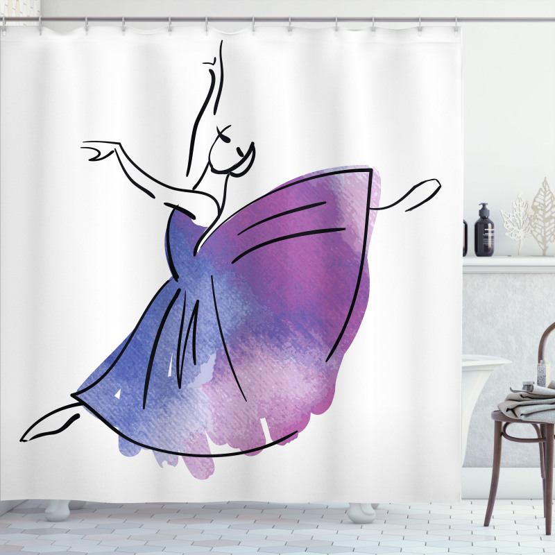 Doodle Style Ballerina Shower Curtain