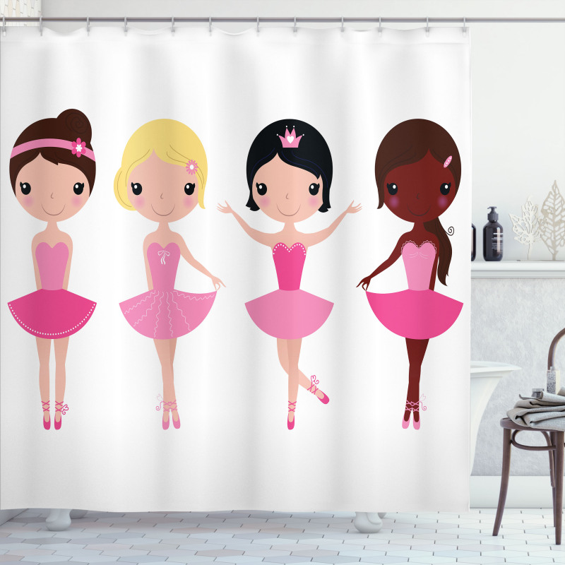 Little Kid Girls in Costumes Shower Curtain