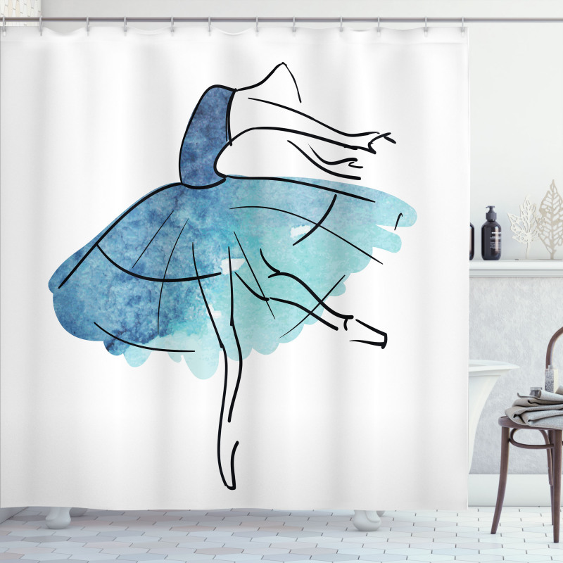 Watercolor Tutu Blue Tones Shower Curtain