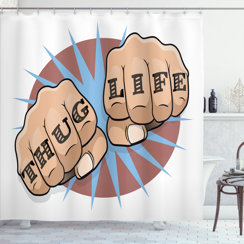 Punching Fists Comic Book Shower Curtain