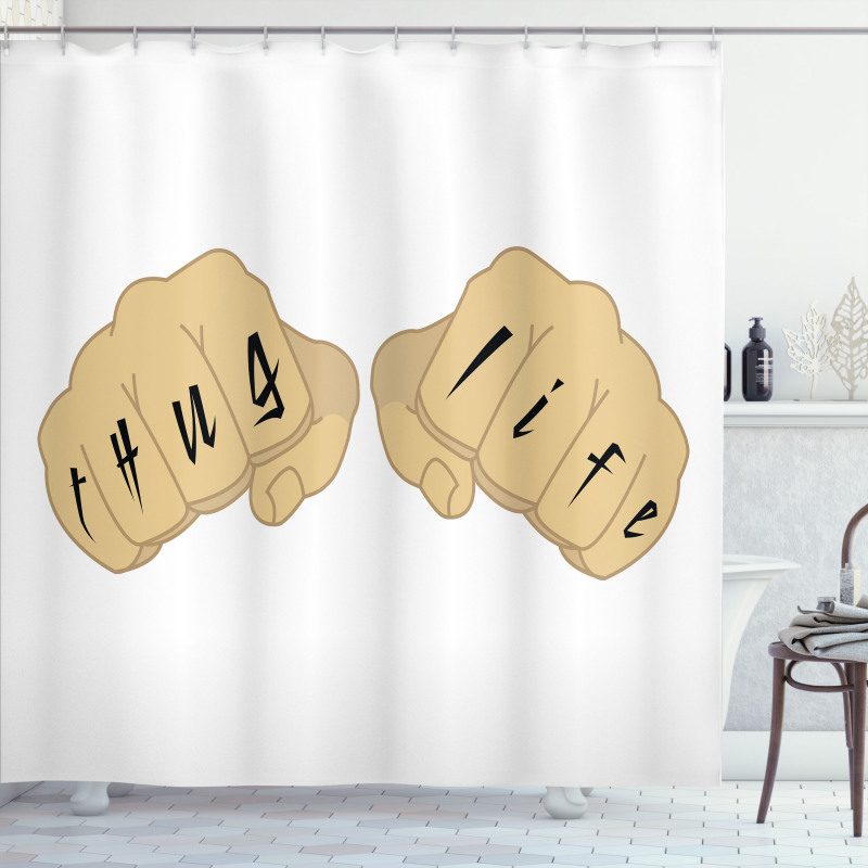 Male Fists with Tattoo Shower Curtain