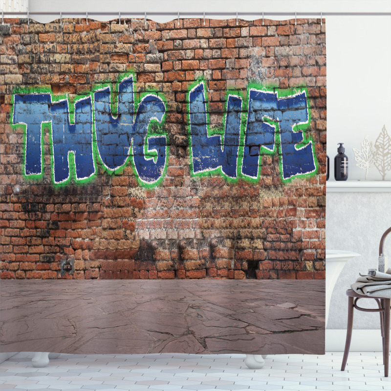 Graffiti Words Brick Wall Shower Curtain