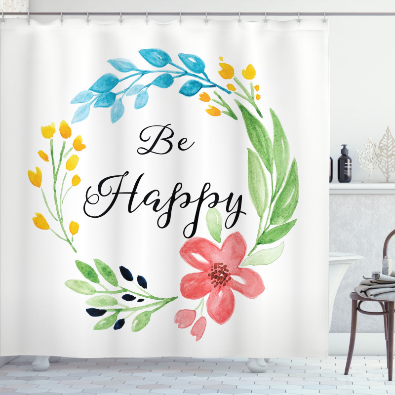 Watercolor Floral Wreath Shower Curtain