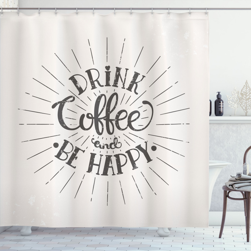 Coffee Words Grunge Effect Shower Curtain