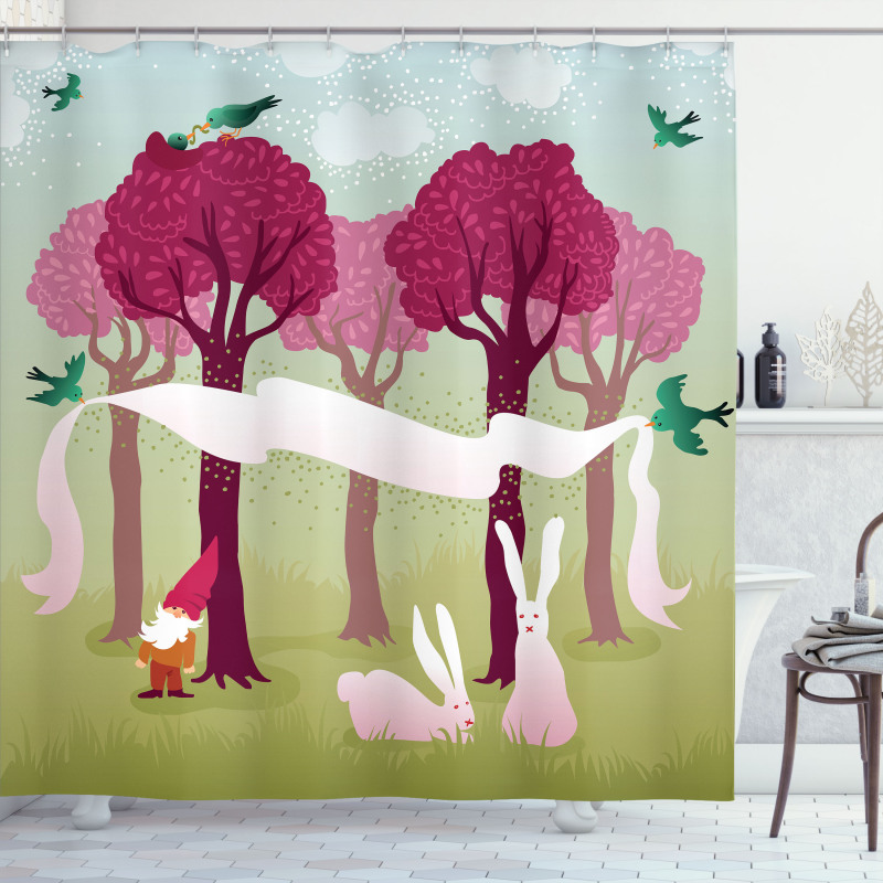 Forest with Pink Trees Shower Curtain