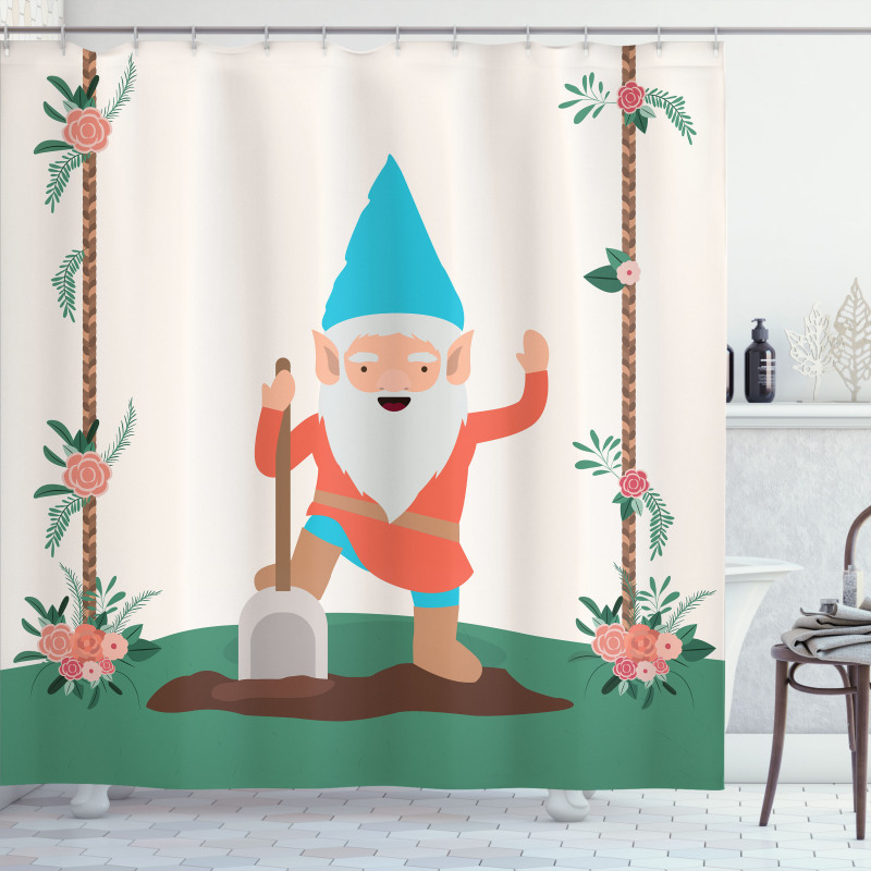 Funny Character in the Garden Shower Curtain