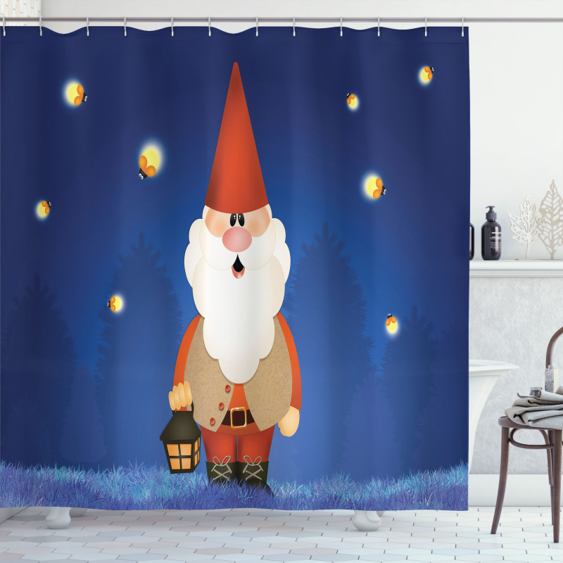 Elf at Night with a Lantern Shower Curtain