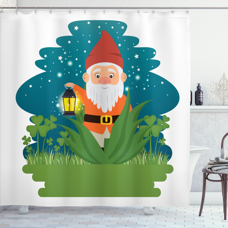 Dwarf with Lantern on Grass Shower Curtain