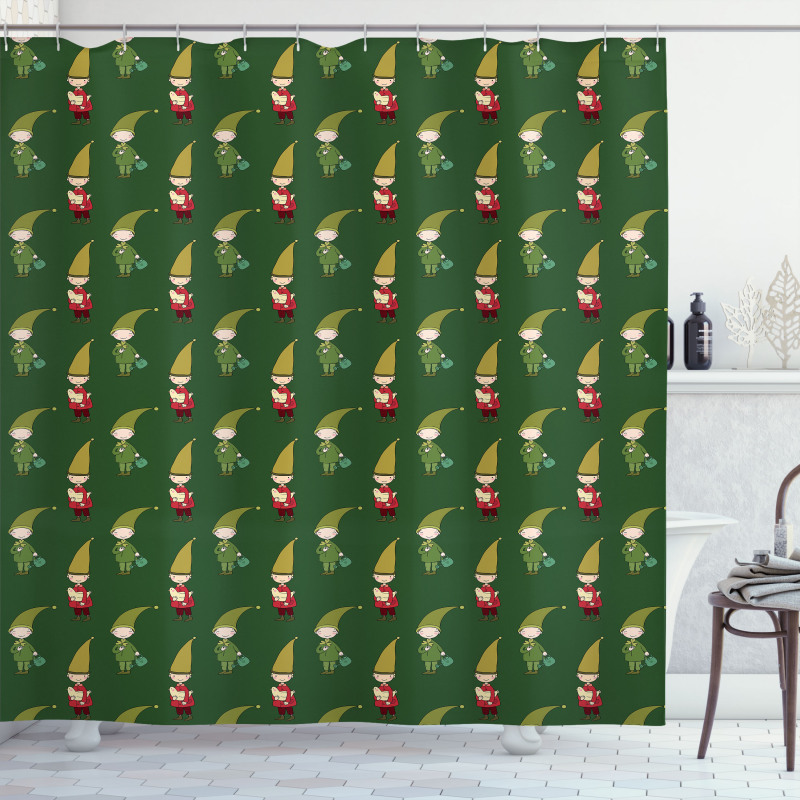 Elves with Dove Birds Clove Shower Curtain