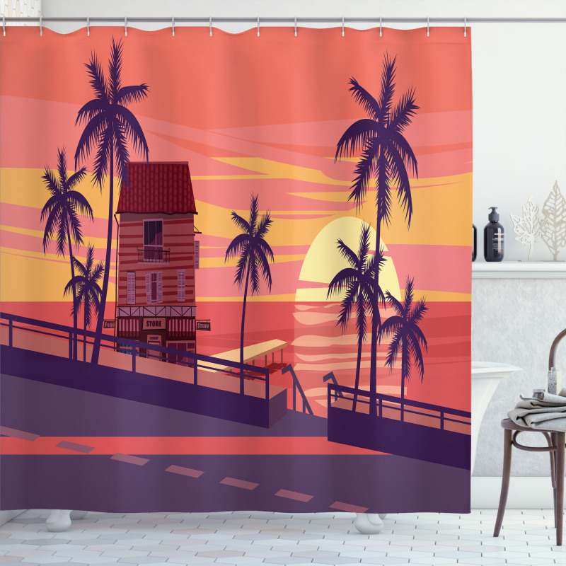 Sunset by the Road Shower Curtain