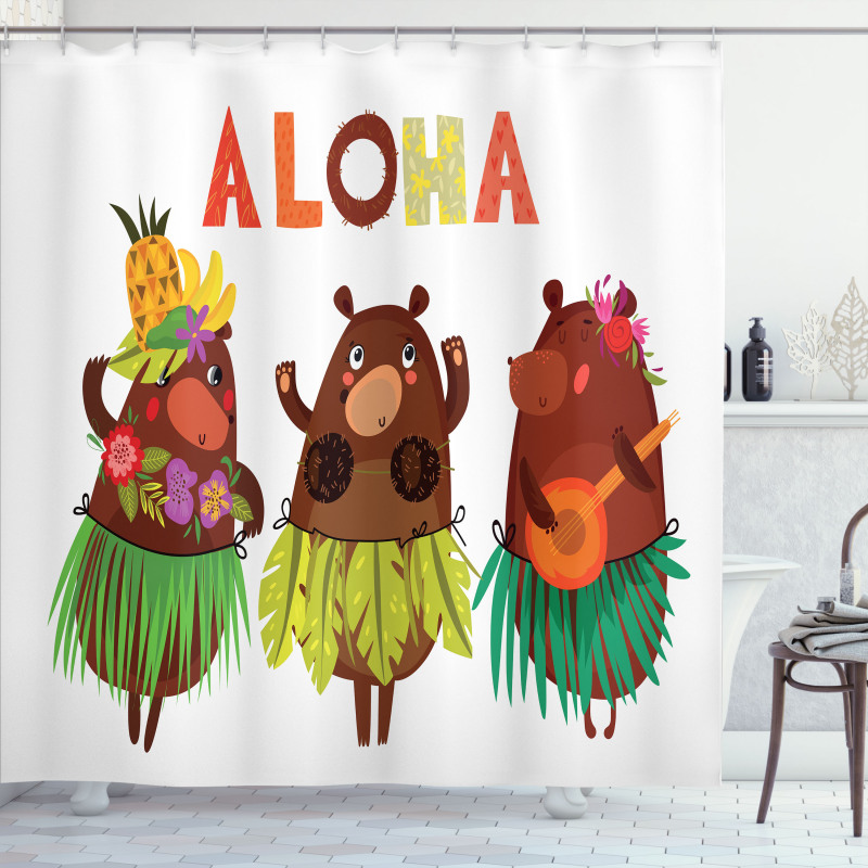 Funny Bears in Hawaii Shower Curtain