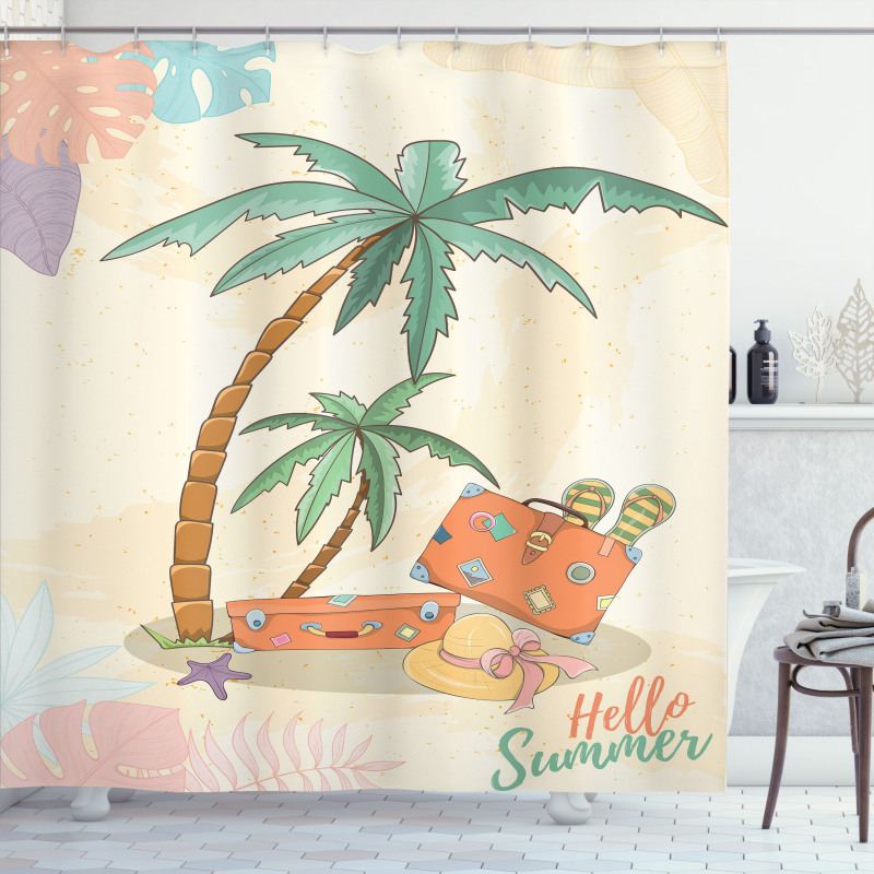 Hello Summer Words Shower Curtain