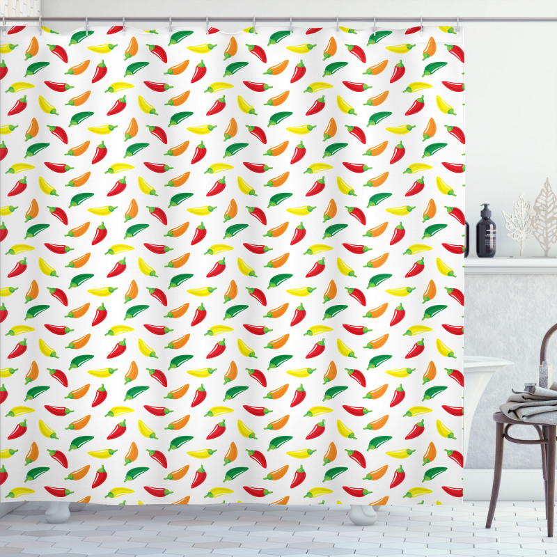 Chili Pepper Pattern Vegan Shower Curtain