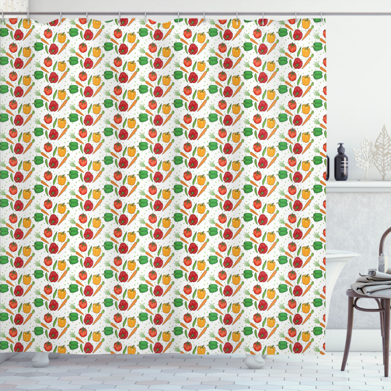 Pepper and Tomatoes Peas Shower Curtain