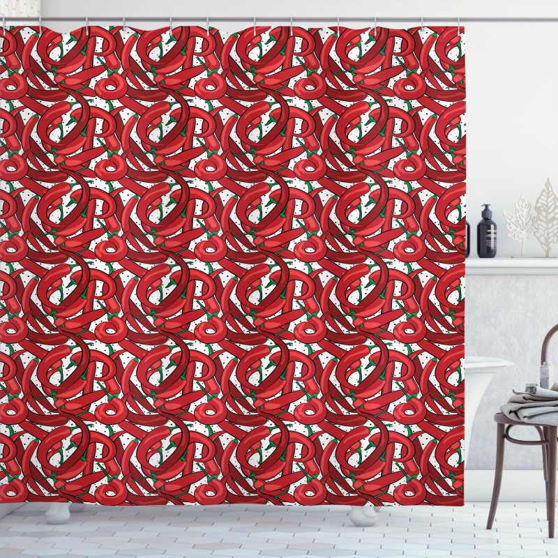 Pattern of Chili Peppers Shower Curtain