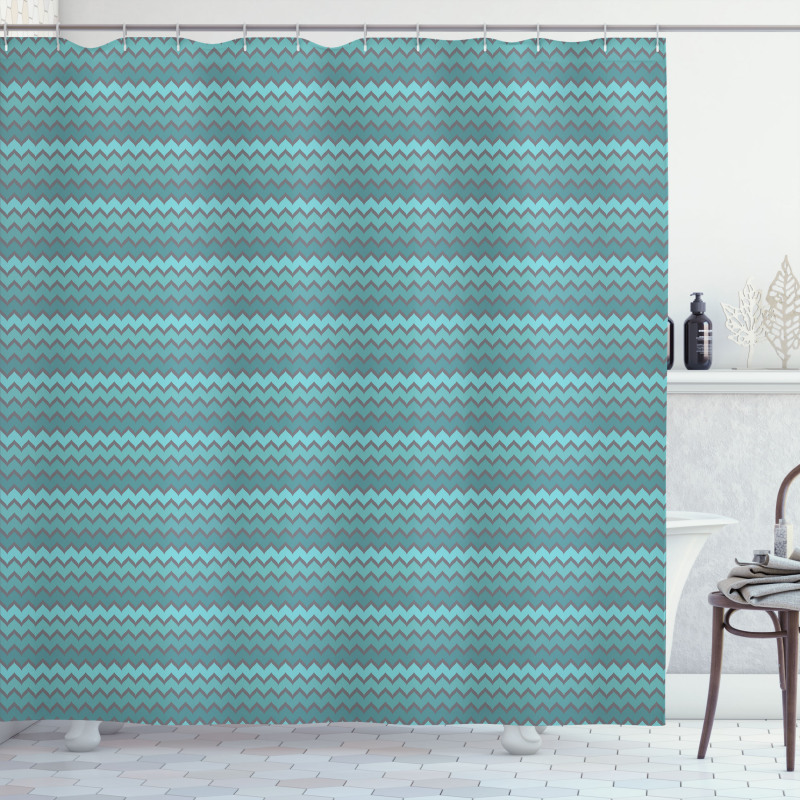 Zigzags in Shades of Blue Shower Curtain