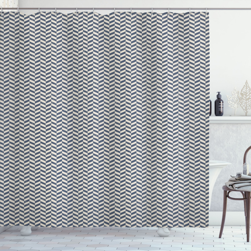 Grunge Geometric Zigzag Shower Curtain