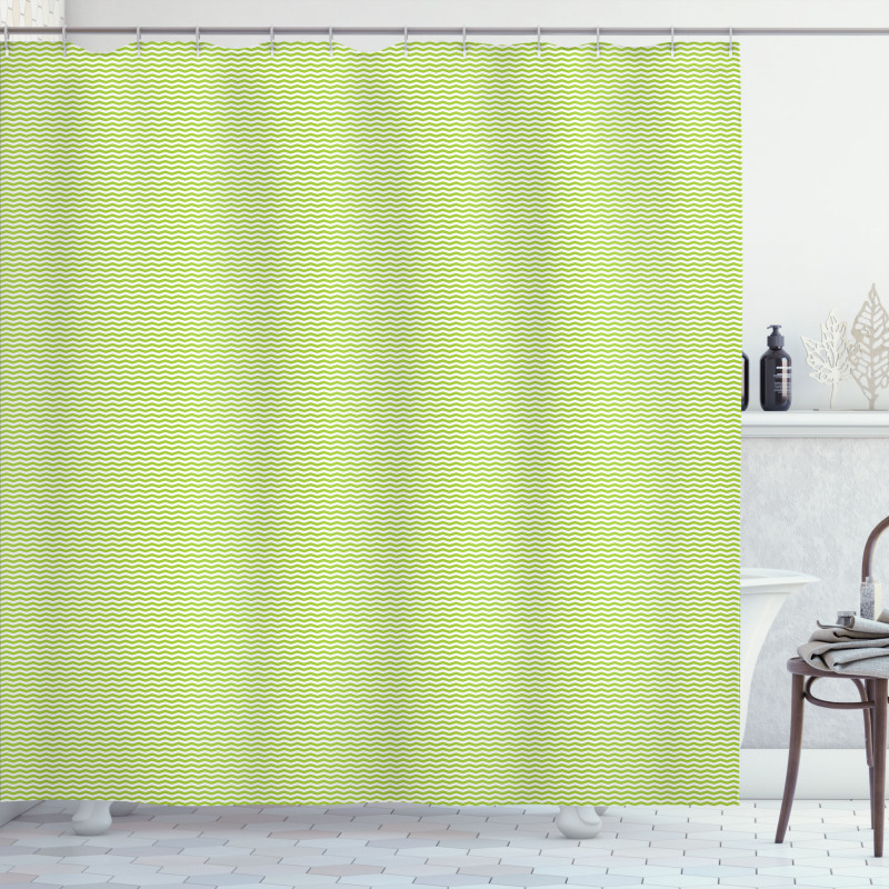 Zigzag Lines in Green Tones Shower Curtain