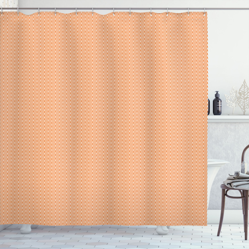 Orange Wavy Stripe Abstract Shower Curtain
