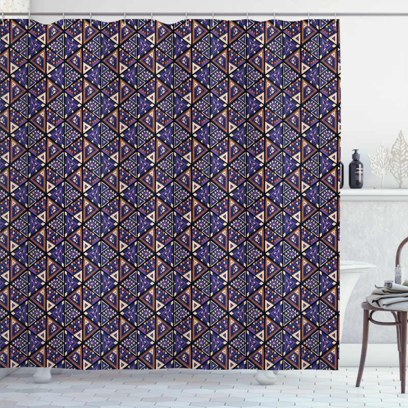 Folk Ornament with Triangles Shower Curtain