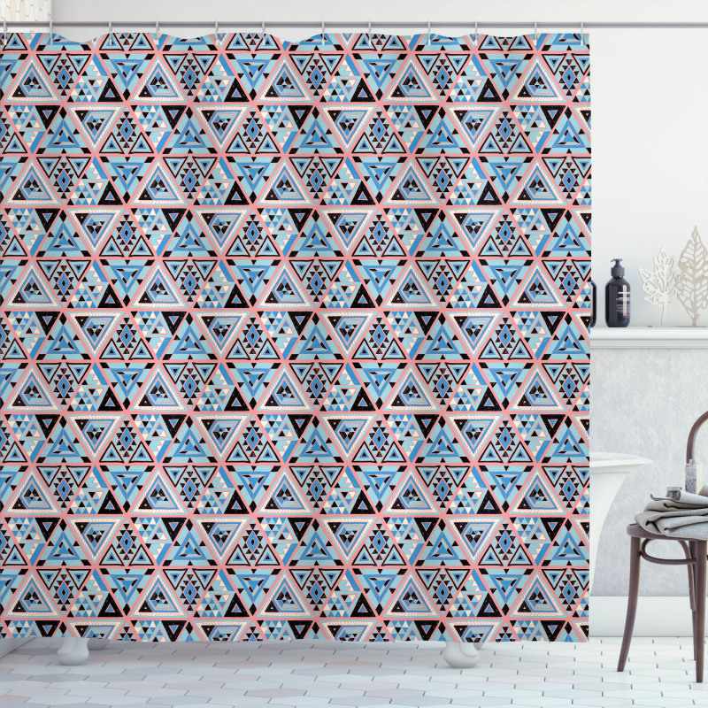 Folkloric Hipster Triangles Shower Curtain