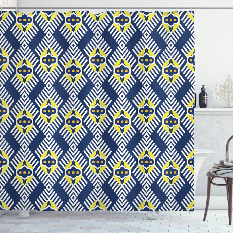 Abstract Florals and Zig Zag Shower Curtain