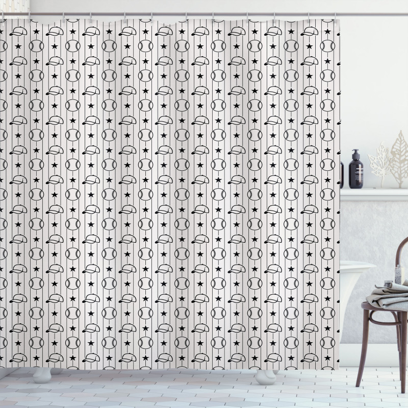 Stars Caps Vertical Lines Shower Curtain