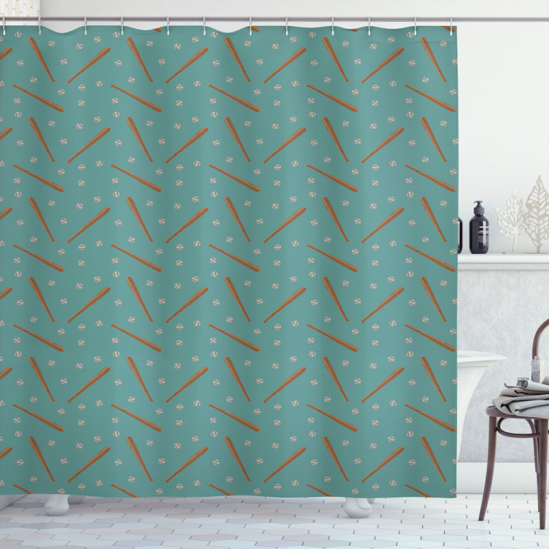 Bats and Balls Pattern Shower Curtain