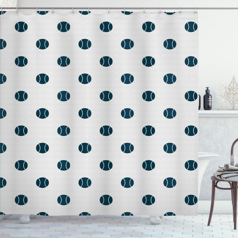 Vertical Softball Motifs Shower Curtain