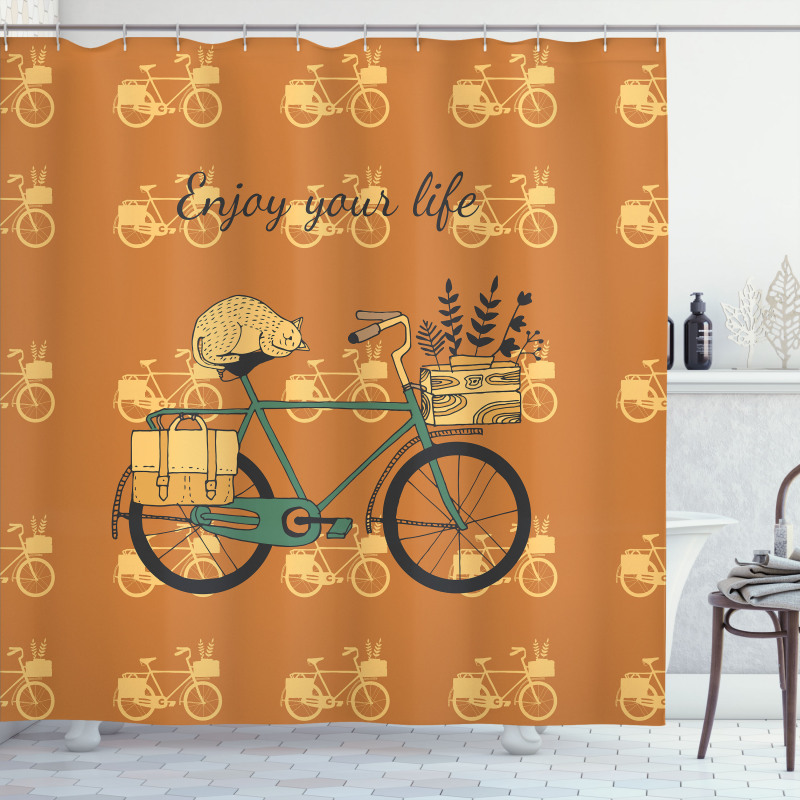Bicycle with Flower Crates Shower Curtain