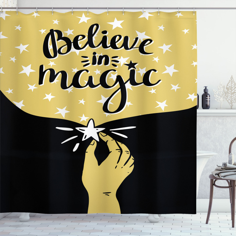 Believe in Magic Lettering Shower Curtain