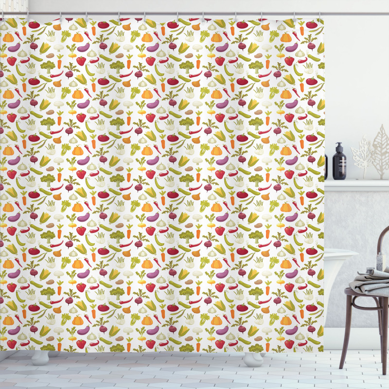 Vegetable Cartoon Pepper Shower Curtain