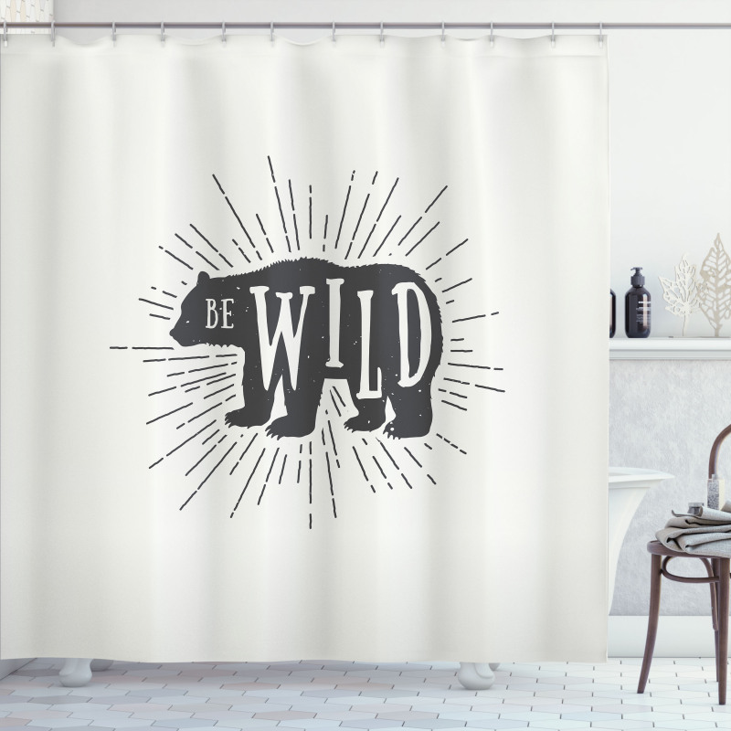 Woodland Bear Be Wild Phrase Shower Curtain