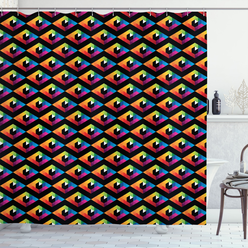 Triangles with Hexagons Shower Curtain