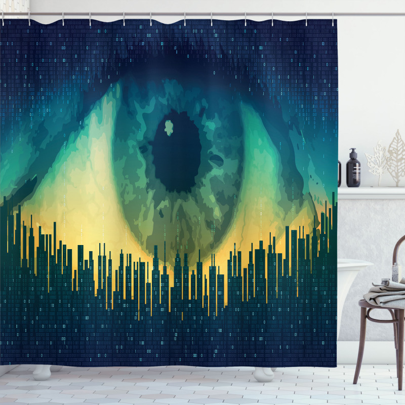 Surveillance Theme Motif Shower Curtain