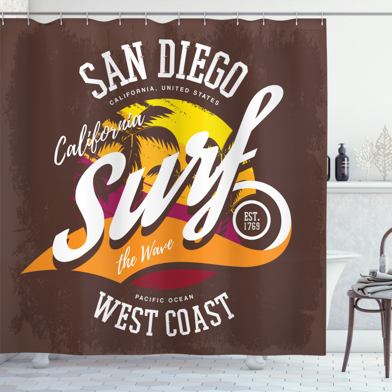 Surf Beach Grunge Design Shower Curtain