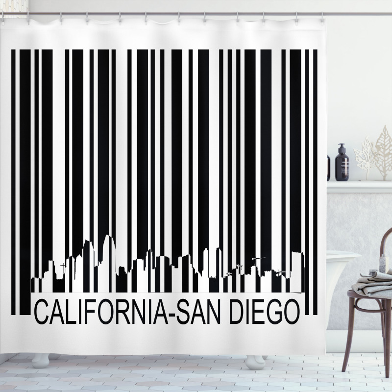 Barcode City Buildings Shower Curtain