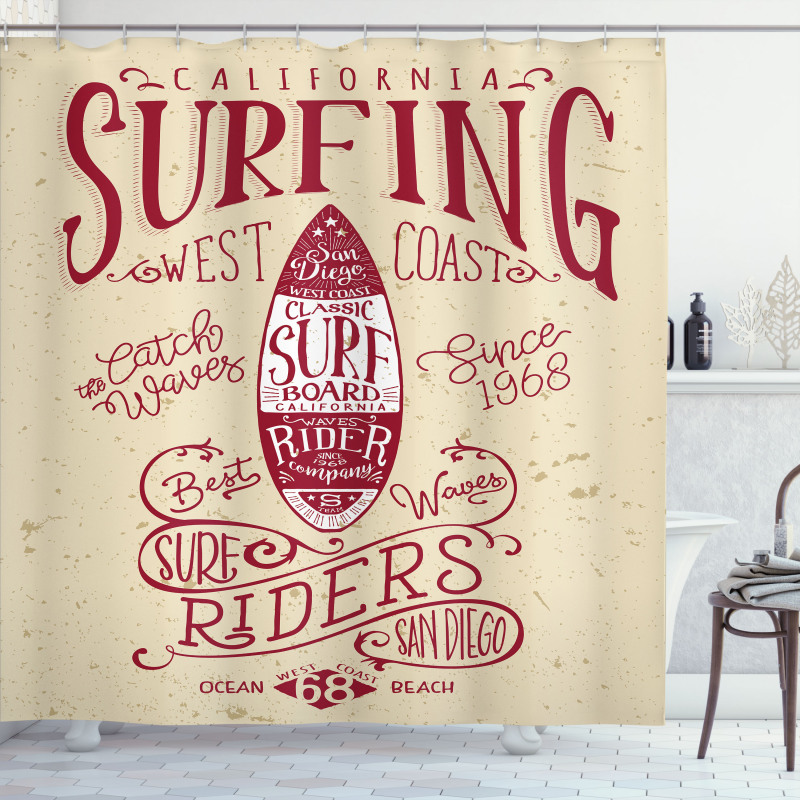 California Surf Vintage Shower Curtain