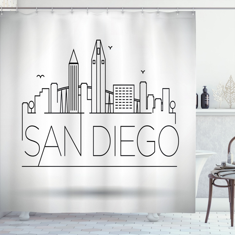 Typographic City Skyline Shower Curtain